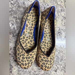 Rothy’s The Flat Spotted Leopard Print Blue Halo Red Stripe Size 8 EUC No Box